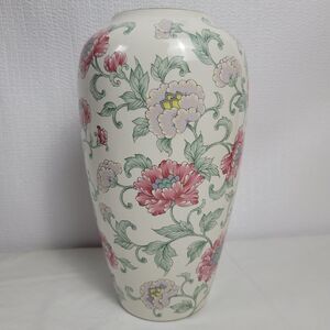 Japanese Hand Painted Floral Porcelain Round Vase Flowers By Premier Collection